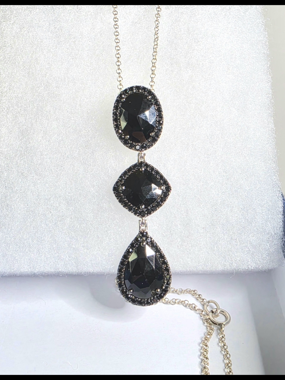 Sterling Silver Black Onyx Drop Pendant Necklace - Women Jewelry